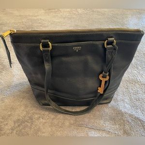 Fossil Black Leather Purse Shoulder Hand Bag